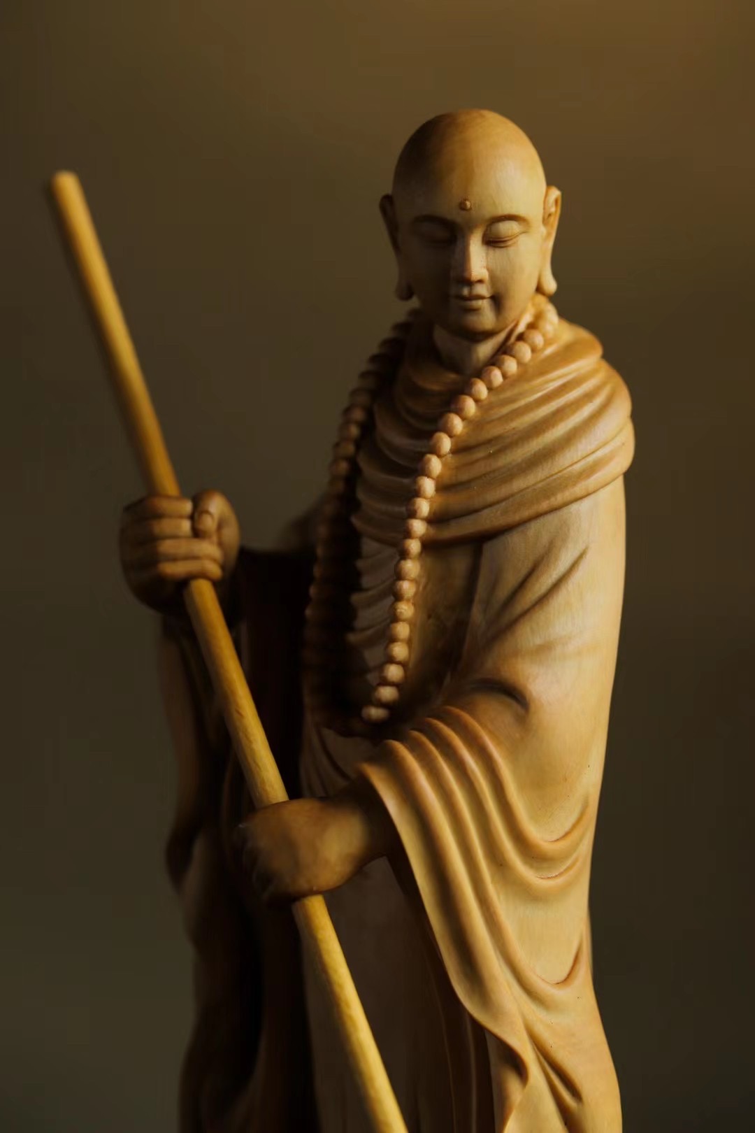 黄杨木 清代 苦行僧 唐物 黄杨木雕雪山大士瘦骨罗汉（苦行僧）摆件实木雕刻复古
